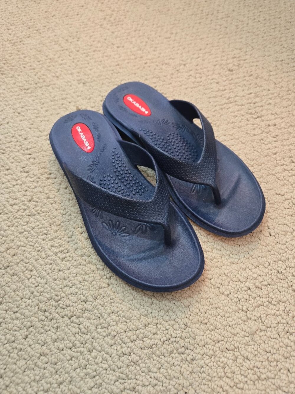 Okabashi Women's Navy Maui Flip Flops Size Small 5-6